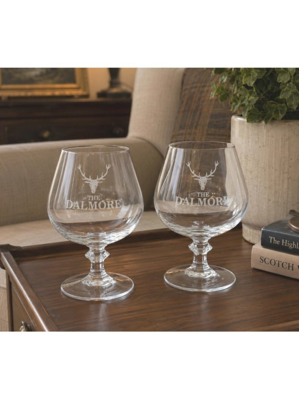 Vintage Dalmore Highland Single Malt Scotch Crystal Whisky Snifters Bar Glasses